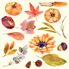 Background banner autumn watercolor