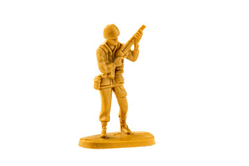 plastic toy soldier isolated on white background.