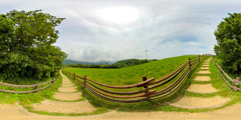 Full 360 degrees aerial panoramic view from East Sea, South Korea.