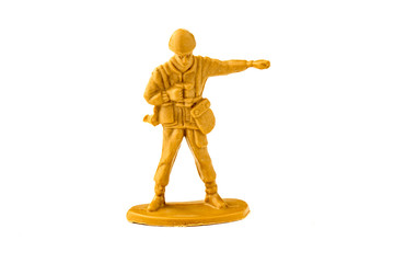 plastic toy soldier isolated on white background.