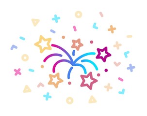 Linear colored icon of fireworks. Symbol of celebration
