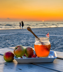 Honey, apples and pomegranate are symbols of Jewish New Year holiday - Rosh ha - Shanah,  all food ...