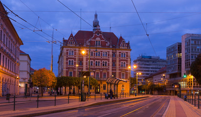 Twilight image with Szeged streets