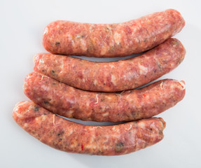 Raw farm sausages