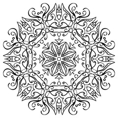 Black Mandala on white background. Vector decorative element for your design.  Flower, oriental pattern