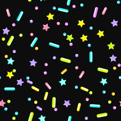 Sprinkle Cupcake Donut Topping. Seamless Pattern 