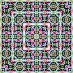 Fototapeta premium Abstract colorful hexagon square geometric seamless pattern symmetric kaleidoscope fashion