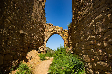 Old antique city Gamsutl in the Caucasus mountains, Dagestan, Russia