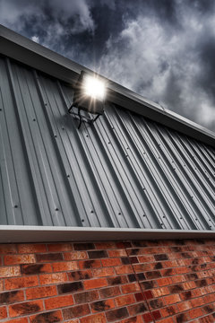 Security Light Mounted On A Factory Wall