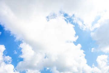 Nature Bright blue Sky with white clouds on blackground. Beautiful sky and clouds in the afternoon.