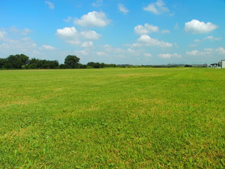 Fototapeta premium 真夏の江戸川河川敷のグラウンド風景