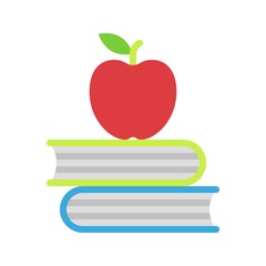 Apple on book vector, Back to school filat style icon