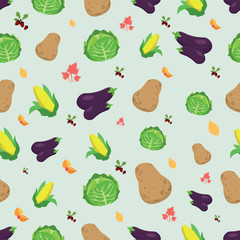 Vegetable seamless pattern. Vegetarian set of farm market products
