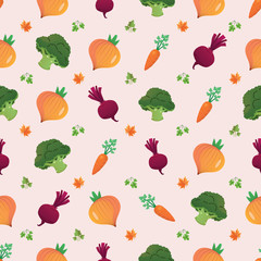 Vegetable seamless pattern. Vegetarian set of farm market products