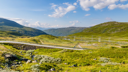 Fototapeta na wymiar Scenics along the National Scenic route Aurlandsfjellet between Aurland and Laerdal in Norway.