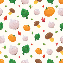 Vegetable seamless pattern. Vegetarian set of farm market products