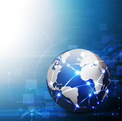 futuristic world network communication and technology concept motion flow background, vector illustration