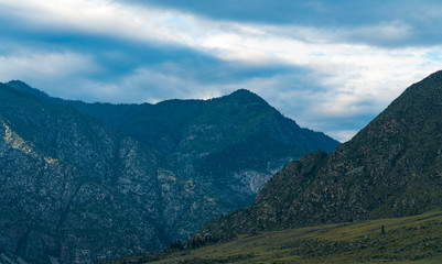 Background image of a mountain landscape. Russia, Siberia, Altai