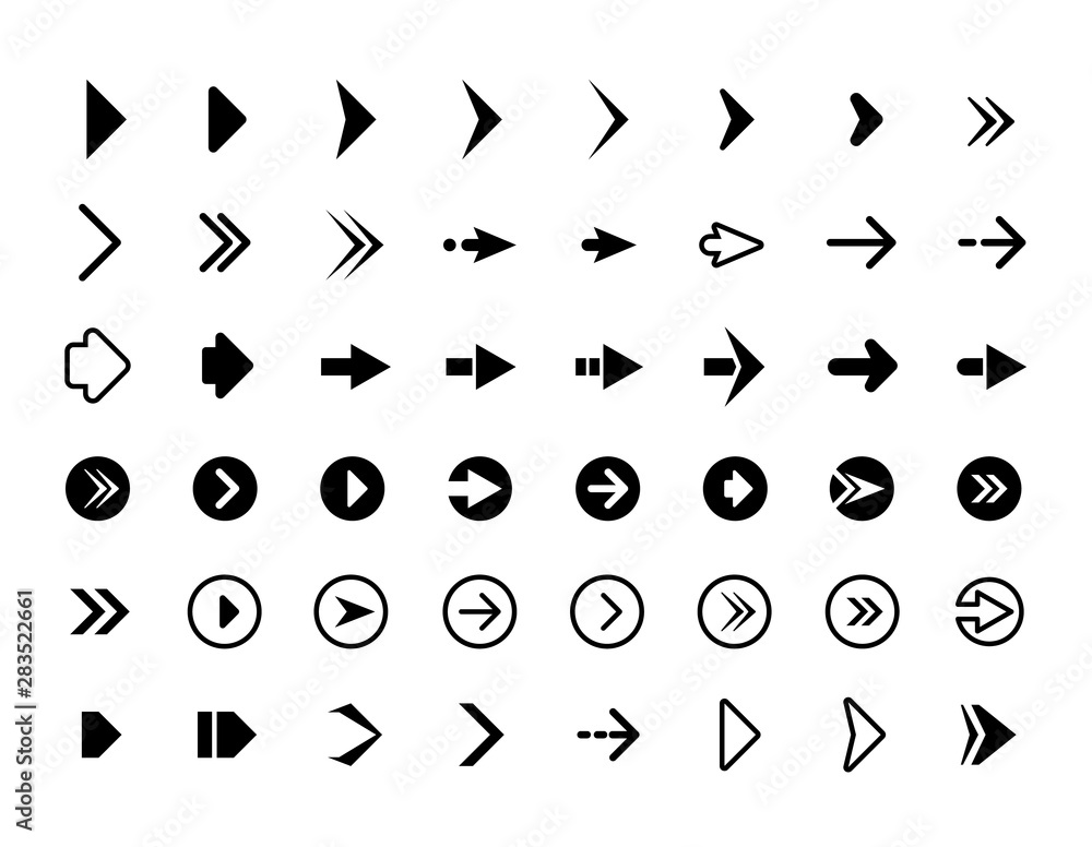Poster Web arrows. Symbols for website direction arrows signs buttons vector infographics icons. Illustration of arrow icon button for website, web navigation pointer