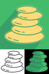 Zen stones icon set. Flat style. Stacked stones.