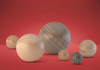 3D model wooden ball. 3d render sphere of wood.