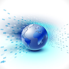 futuristic world network communication and technology concept on motion background, vector illustration