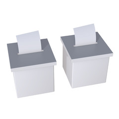 Blank election box ballot campaign mockup. Casting vote concept 3d render isolated on white background