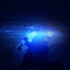 futuristic world network communication and technology concept on motion flow background