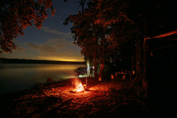 night fishing and starry sky
