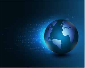 world moving concept on the digital technology background, vector illustration