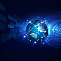 world with network communication and global technology concept, vector illustration