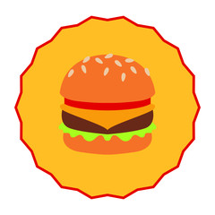hamburger emoji on a badge vector
