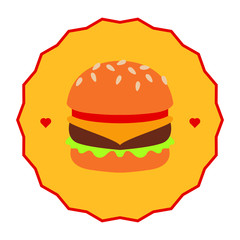 hamburger sticker badge vector