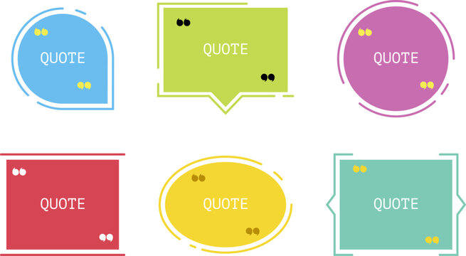 Quote box vector set. Various colored quote box. Vector