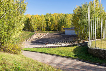 Open-air summer theater in forest park.