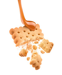cookies with caramel on a white background