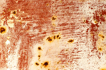 Grunge red brown rust on white metallic sheet textured background