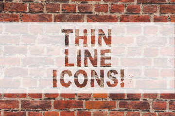Fototapeta na wymiar Handwriting text writing Thin Line Icons. Concept meaning Symbols used in cellphones and other apps like buttons Brick Wall art like Graffiti motivational call written on the wall