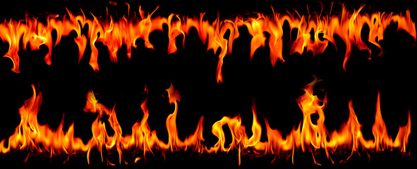 Fire flames on Abstract art black background