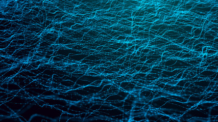 Data technology futuristic illustration. Network of dots connected by lines. Abstract digital background. 3d rendering.