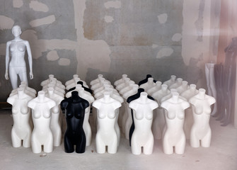 Mannequins stand in rows reminiscent of the Chinese terracotta warriors