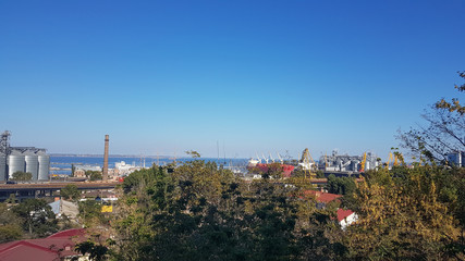 industrial landscape of the seaport in the city of Odessa