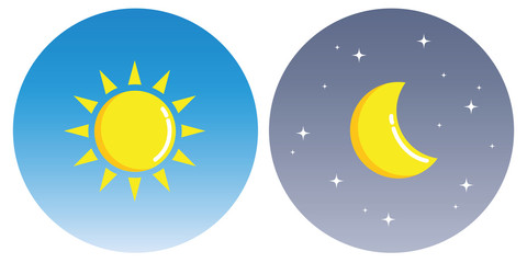 sun and moon with clouds in circle day and night concept vector illustration EPS10