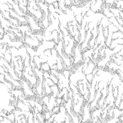 Black and white winter seamless pattern with abstract snowy trees on white background. Manual graphic with textured stylized silhouettes natural landscape.