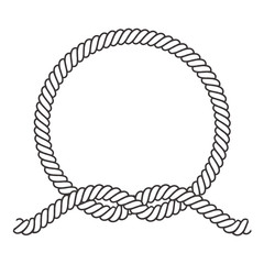 Round rope frame. Circle ropes, rounded border and decorative marine cable frame circles. Rounds cordage knot stamp or nautical twisted knots logo isolated vector icon