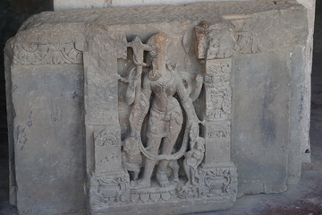 india - rajasthan - jaipur - dausa - archeological relics sculpture broken face of lord shiva