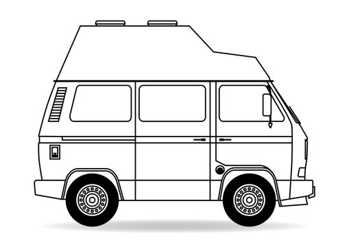 Alter deutscher Campingbus Kontur Silhouette