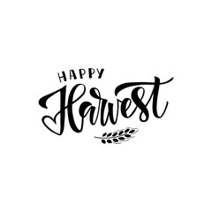 Happy harvest handwritten black ink lettering