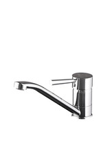 The mixer for a sink with a long izliv and the rotary handle