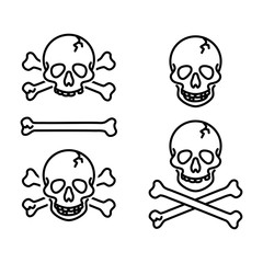Skull, jolly roger, poison, piracy sign, danger sign, icon vector